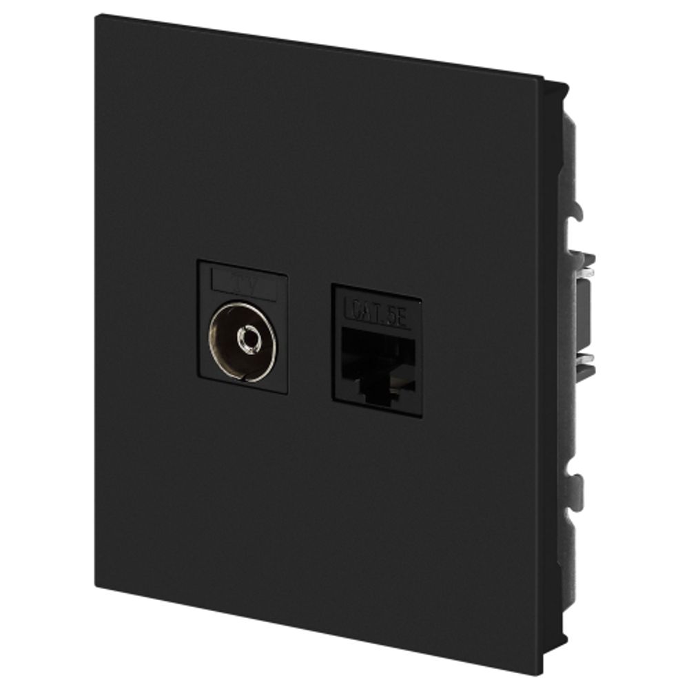 Розетка ЭРА Arktik 16-3110-05 комбинированная RJ45+TV антрацит | Эра Arktik