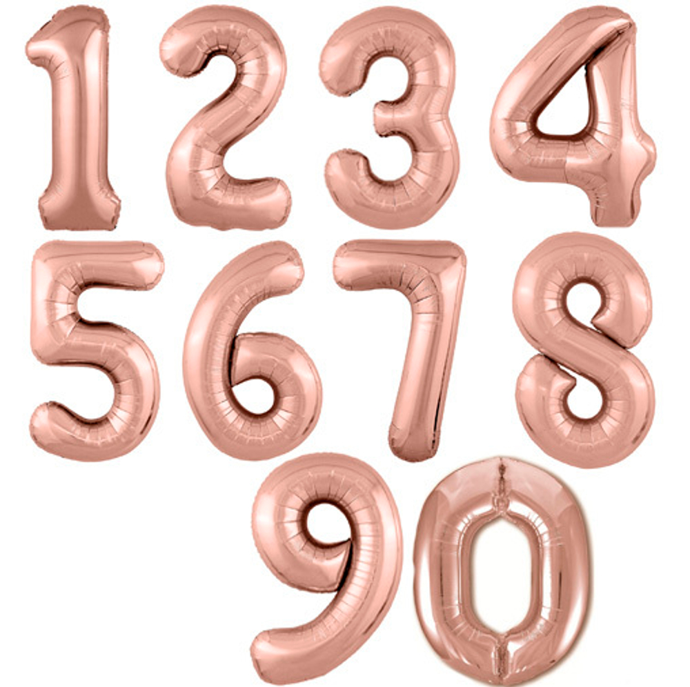 Фольгированная цифра, цвет Розовое Золото 102 см