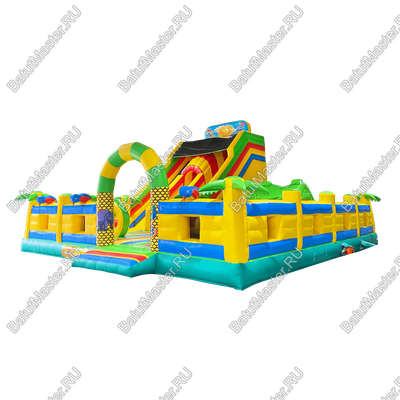 Надувной батут "Мульти-сафари крокодил" 11*10*7 м, с окнами по бокам