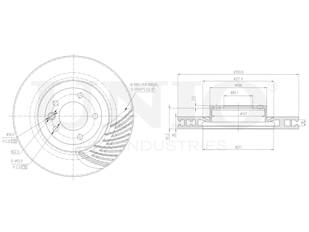 Диск тормозной передний правый UNIO BRD-20588