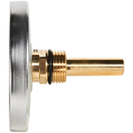 Термометр биметаллический аксиальный STOUT - 1/2" (D80 мм, шкала 0-120°C, с гильзой 50 мм)