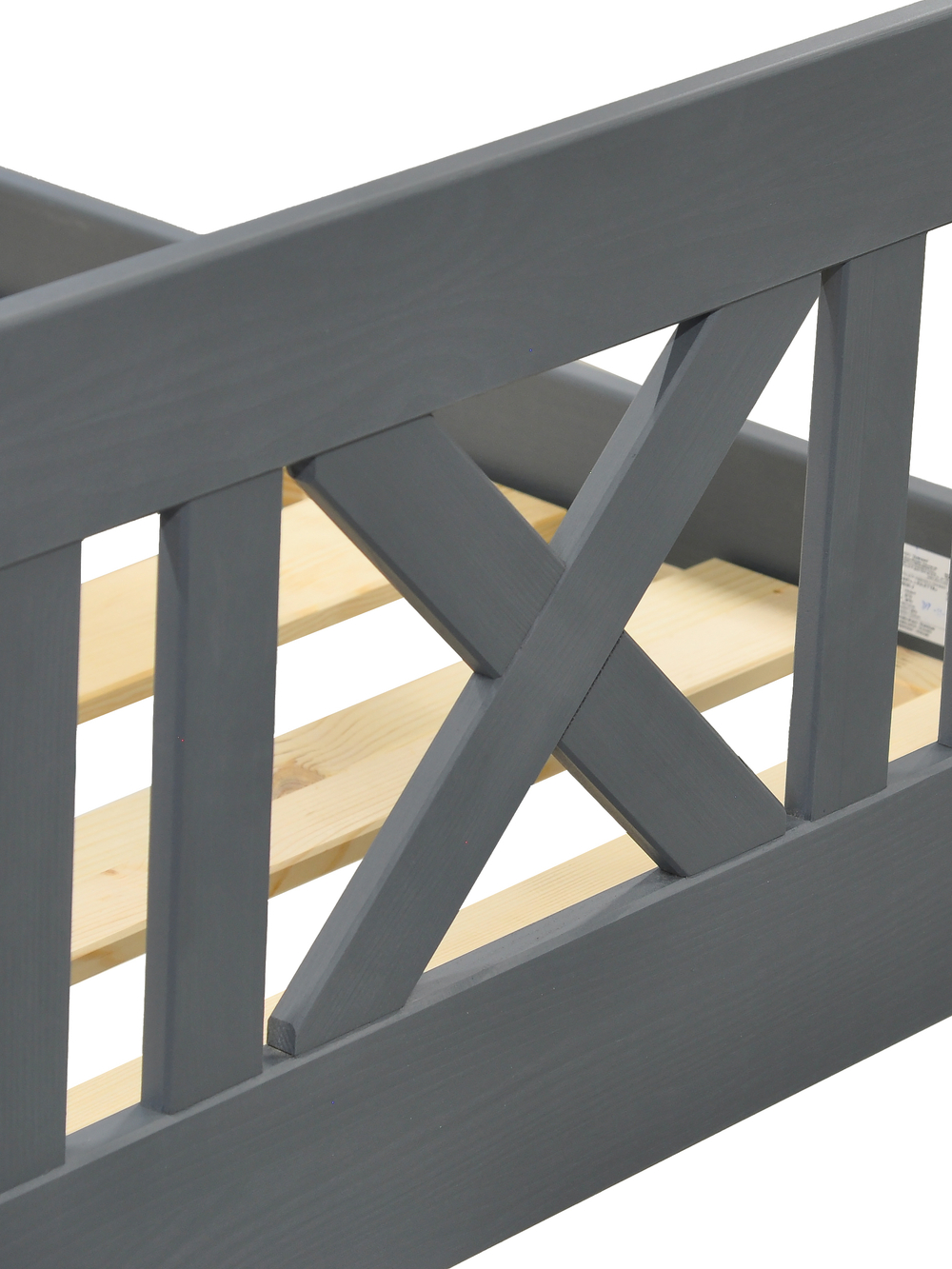 Кровать детская, 90х200, Джульетта, с бортиками, из массива дерева, серая, Dipriz