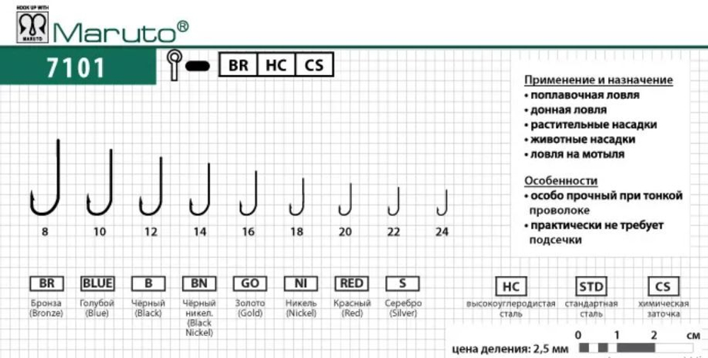 Крючки рыболовные универсальные 7101 BR №14 2упк по 10шт