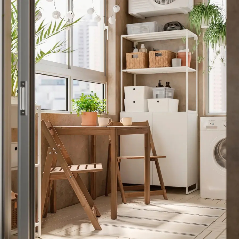 Садовый стол и 2 складных стула - NÄMMARÖ IKEA/ НАММАРО ИКЕА,44х44х7 см, коричневый