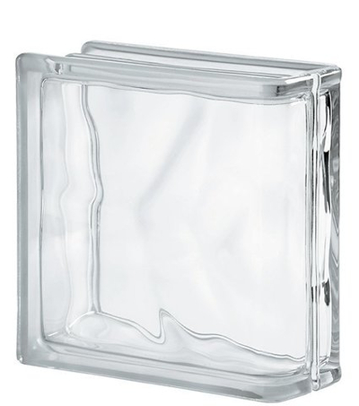 Торцевой стеклоблок бесцветный волна Vitrablok  19x19x8