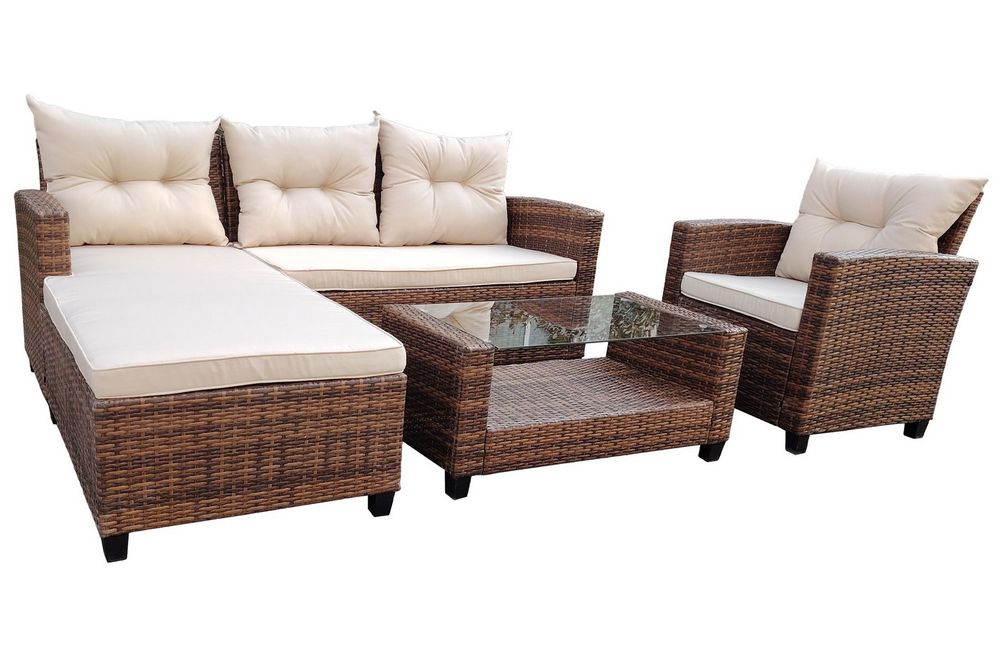 "Атланта" лаунж-зона из искусственного ротанга, цвет коричневый