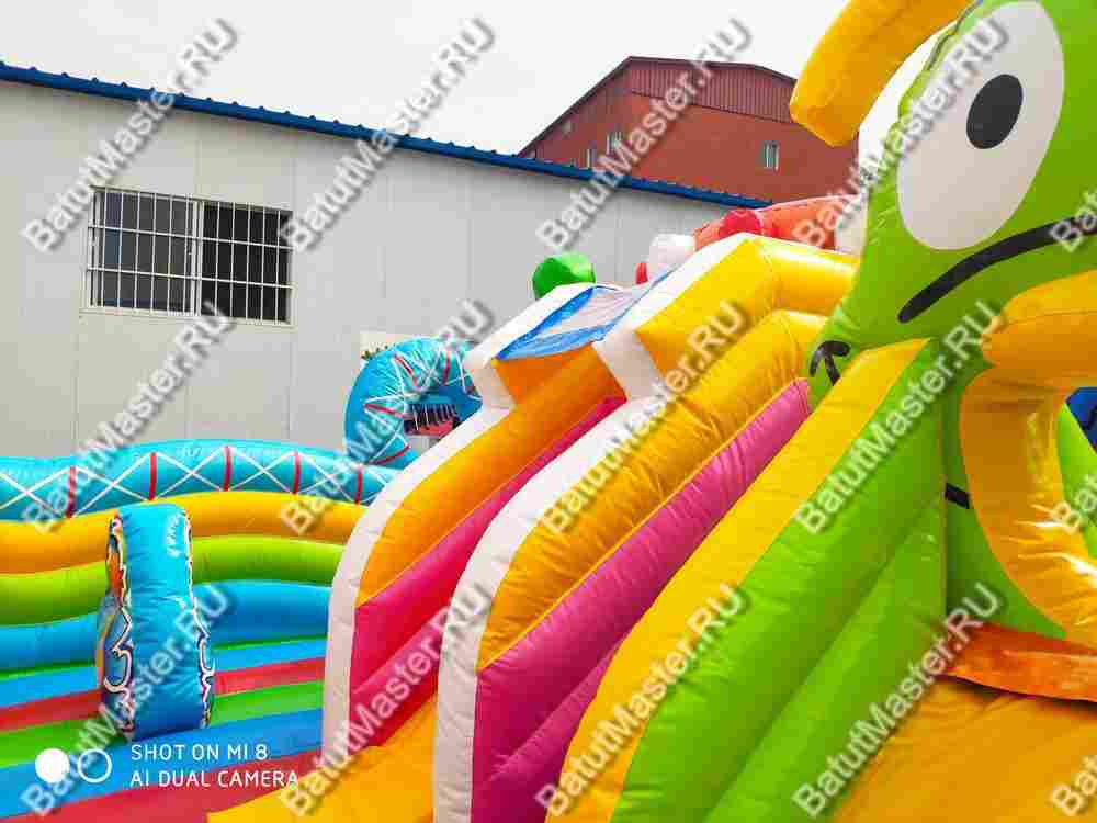 Коммерческий надувной батут "Парк развлечений 2" 12*7*7 м без фигуры клоуна