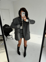 Пальто пиджак серое в елочку