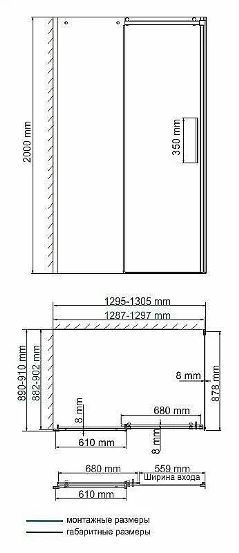 Душевой уголок WasserKRAFT Dinkel 58R33 90x130