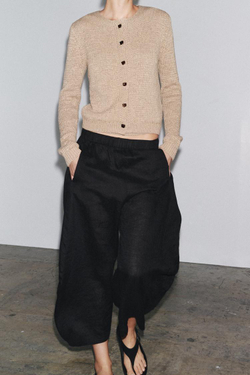 ZARA ТРИКОТАЖНЫЙ КАРДИГАН В СТИЛЕ РУСТИК, ПЕСОЧНЫЙ/КОРИЧНЕВЫЙ