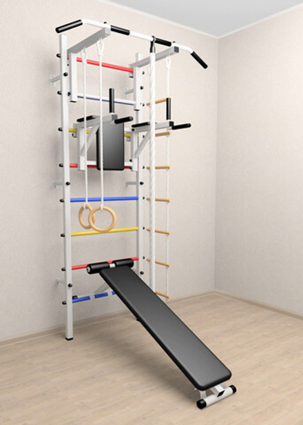 Шведская стенка Sv Sport усиленная 606 (Турник стандарт/Брусья/Скамья/Канат/Кольца/Лестница)