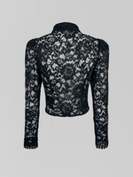 Блузка BD colleсtion однотонная приталенная из гипюра на золотых пуговицах