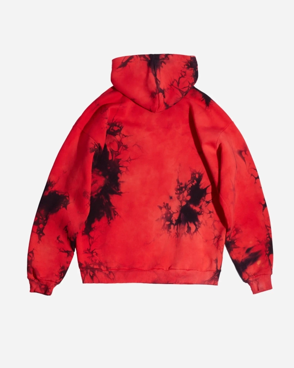 Крашеный худи Tie Dye (красный) 320 г