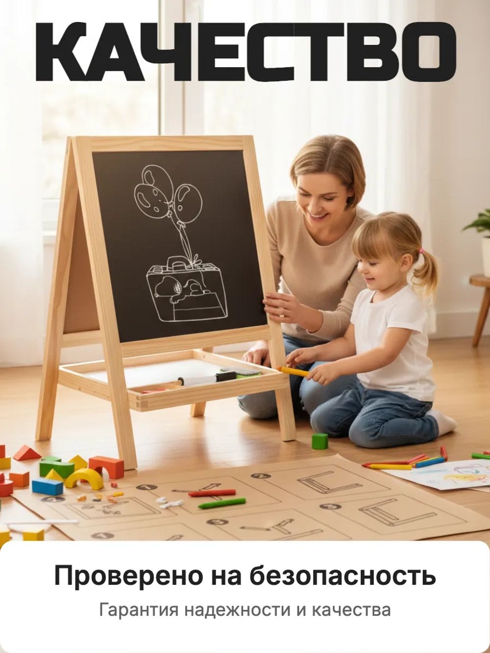 Мольберт детский магнитная доска с алфавитом 40х27 см