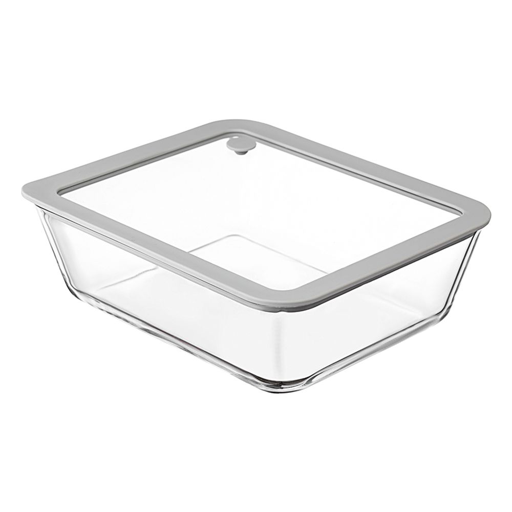 Контейнер для запекания и хранения с вакуумным эффектом Vacuum Glass, 2,6 л, светло-серый