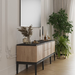 Комод Иконс (беленый дуб/черный), 192,7x62,8x45 см