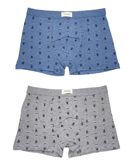 Трусы мужские боксеры (2шт) Fukai 1534 F,серый меланж+синий меланж