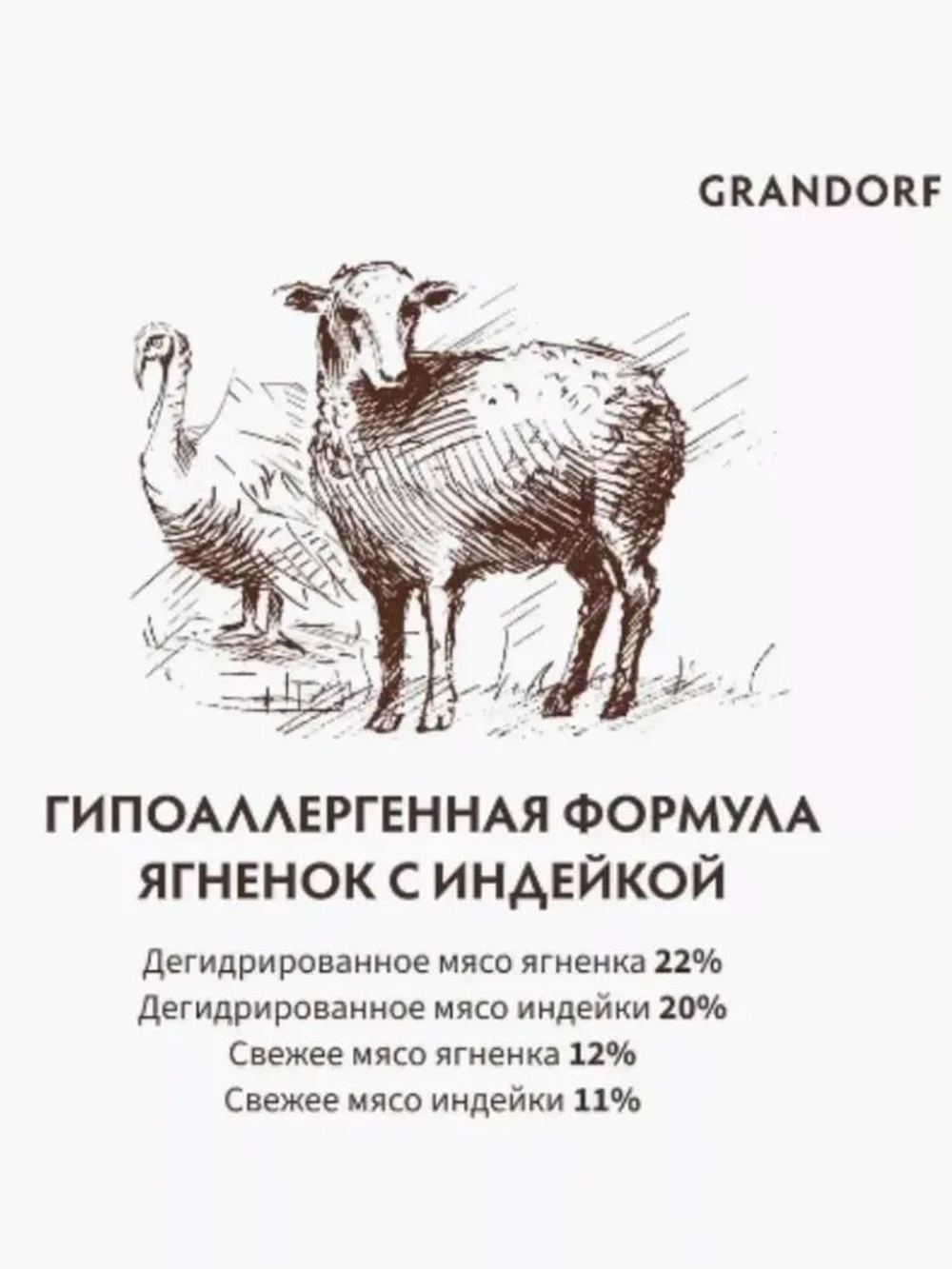 Корм сухой для домашних кошек, Grandorf Cat Lamb&Turkey Indoor Adult для взрослых кошек с нормальной активностью, чувствительным пищеварением или склонных к аллергии, 400 гр (ягненок с индейкой)