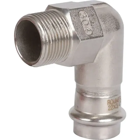 Угол ROMMER ВПр-НР 22х3/4&quot; нержавеющая сталь 37985