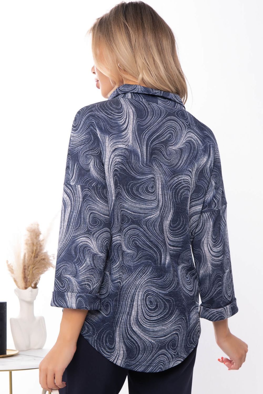 Блуза "Казимира" (синяя/абстракция) Б7471 LT Collection (Акция)
