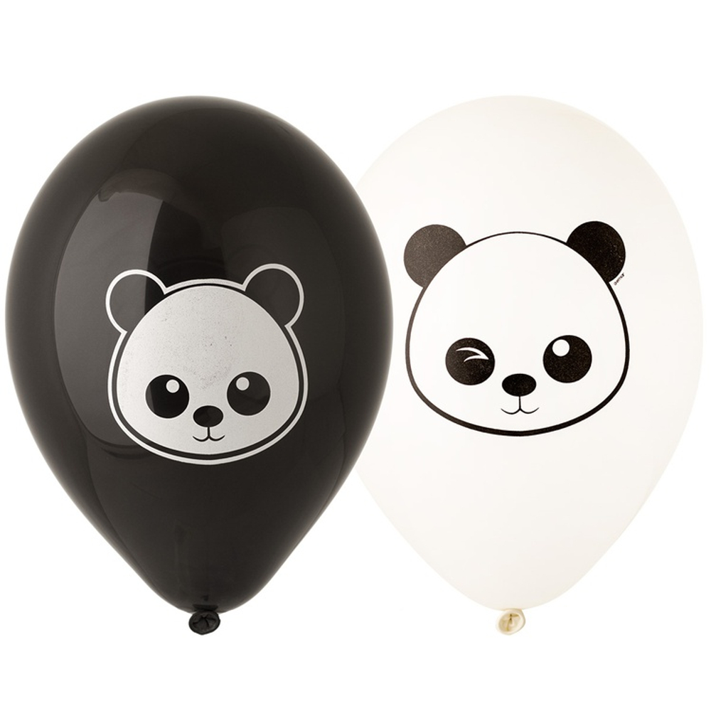 Шар латексный 35см Панда (Черный, Белый)