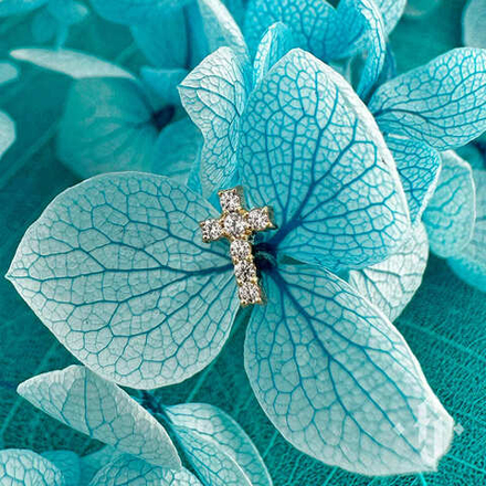 Накрутка "Crystal Cross 7 Stones" - Желтое золото - White CZ