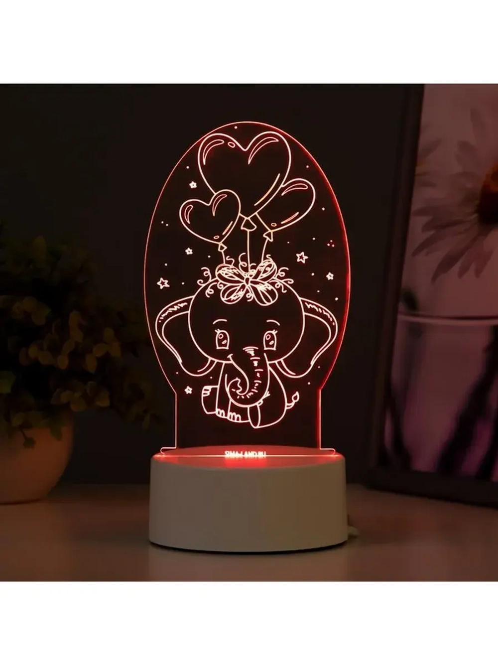 Светильник 3D ночник RISALUX «Слоненок», LED RGB, от сети, 1