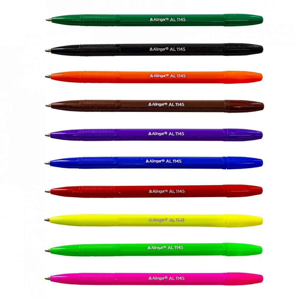Набор шариковых ручек Alingar,10 цветов,1,0 мм, на масляной основе, рифлёный держатель,шестигранный, цветной пластиковый корпус, ПВХ чехол, европодвес