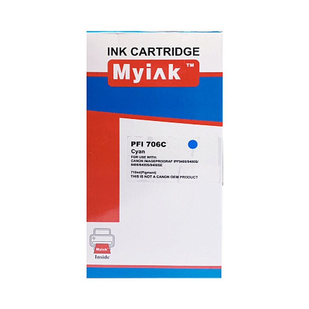 Картридж MyInk, аналог CANON PFI-706C для IPF 8400/8400S/8400SE/9400/9400S Cyan (710 ml)