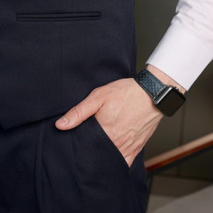 Ремешок для Apple Watch 44/45/46 mm из кожи питона, синего цвета