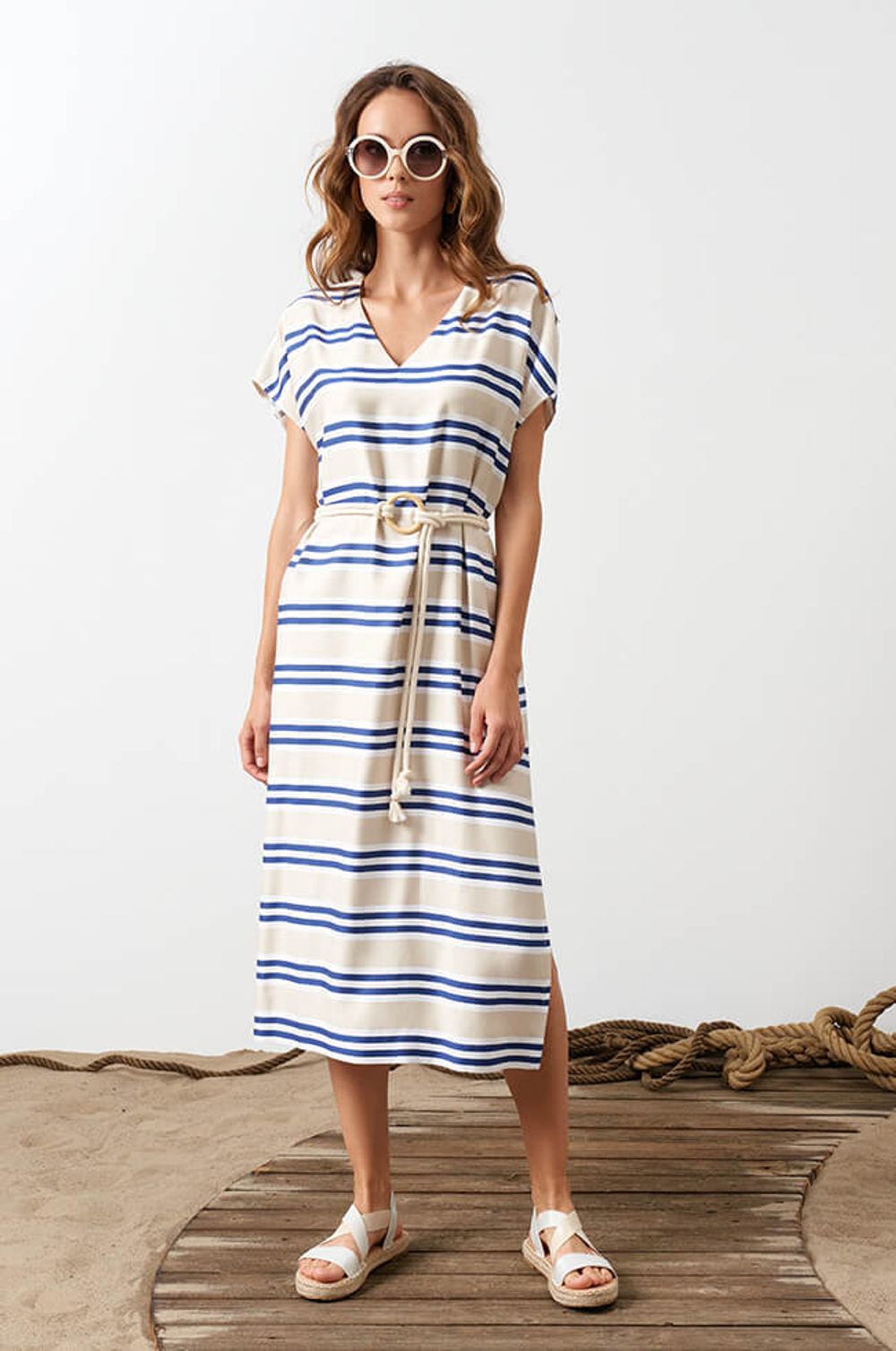 51558 Платье женское (бежевая полоска)