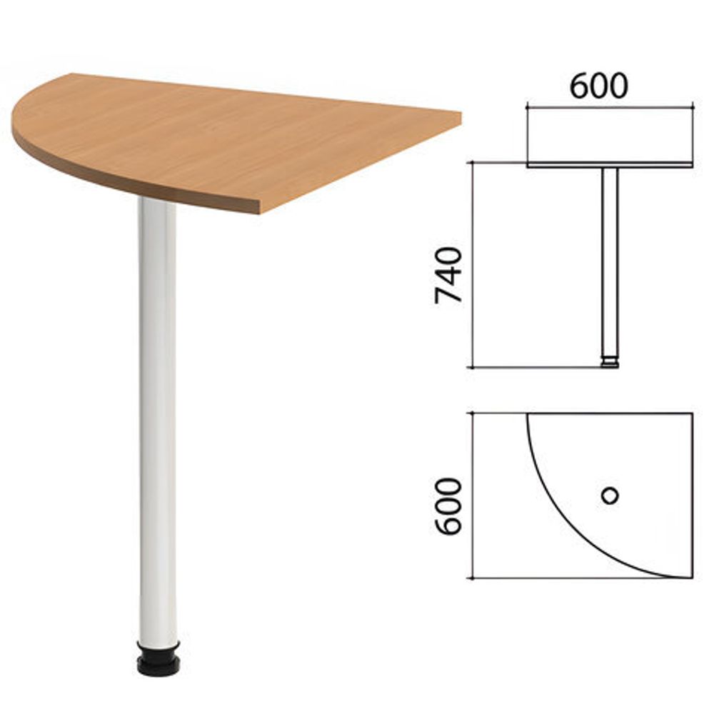 Стол приставной угловой &quot;Эко&quot;, 600х600х740, цвет бук бавария (КОМПЛЕКТ)