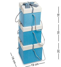 WG-10-B Набор коробок из 3шт «Куб» цв.голуб./бел.