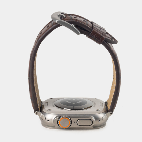 Ремешок для Apple Watch Ultra 49mm из кожи аллигатора, коричневого цвета