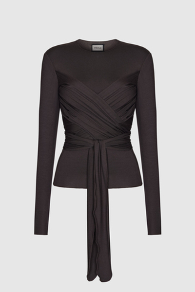 Лонгслив с лентами шоколадного цвета