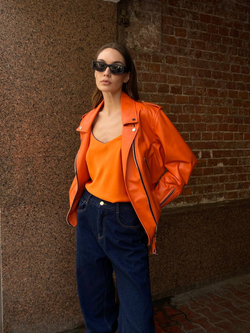 Косуха medium оранжевая мягкая кожа