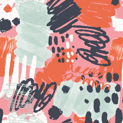 Абстрактный геометрический принт на розовом фоне