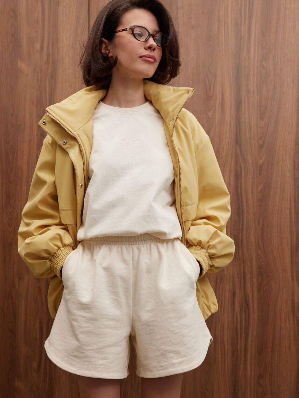 Шорты из 100% хлопка "Лён" женские