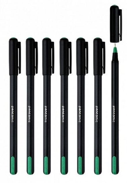 Ручка шариковая Linc Pentonic чернила зеленые, 1.0мм, черный корпус, игольчатый наконечник, 1шт.