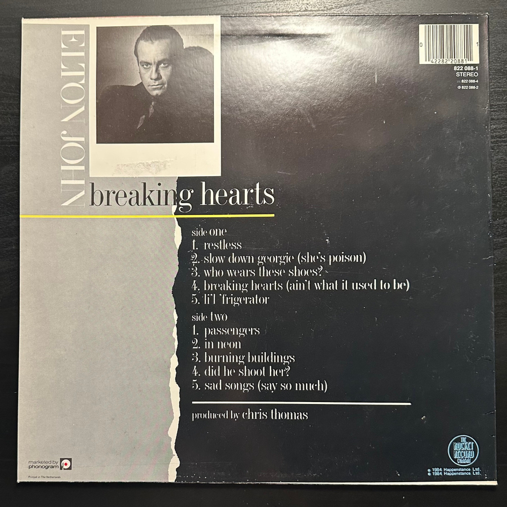 Elton John - Breaking Hearts (Голландия 1984г.)