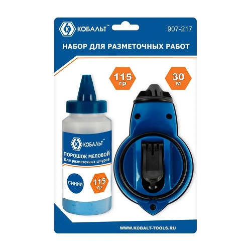 Шнур разметочный КОБАЛЬТ 30 метров + меловой порошок.