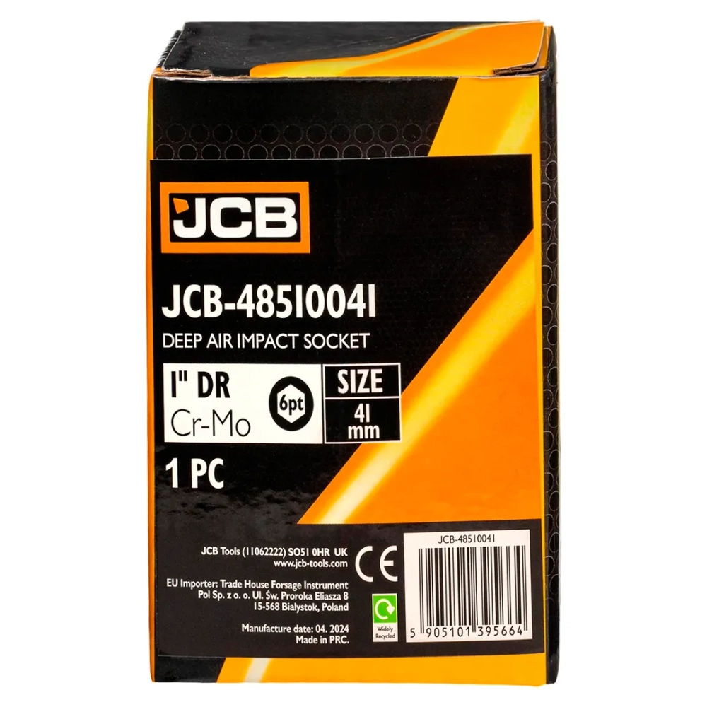 Головка ударная глубокая 41мм (6гр.), 1'' JCB JCB-48510041