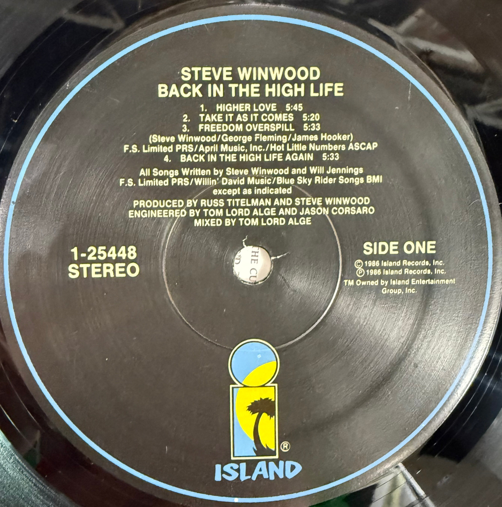Виниловая пластинка Steve Winwood ‎– Back In The High Life LP