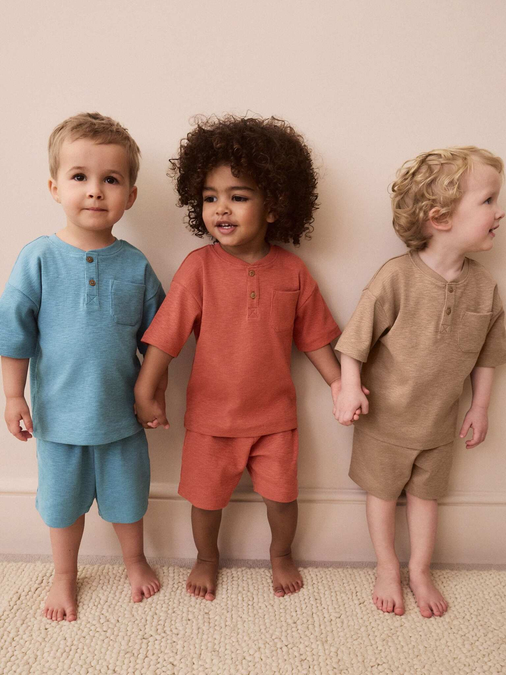 Пижама для мальчика Next AK8-624, 3 шт., Голубой, Песочный, Кирпичный