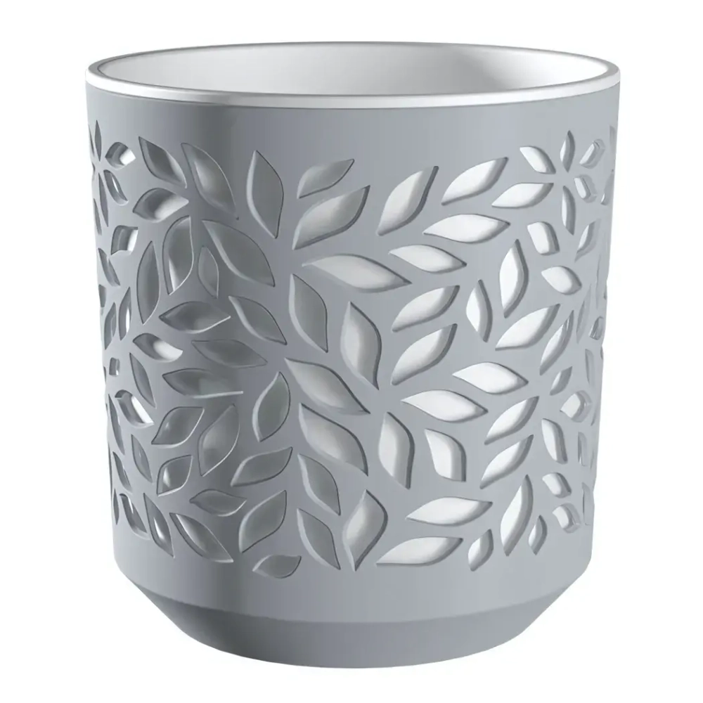Кашпо для цветов пластиковое 1,25л d-16,2см «Leaves» Серый/Белый