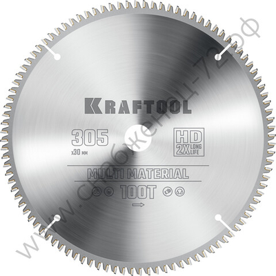 KRAFTOOL Multi Material 305х30мм 100Т, диск пильный по алюминию
