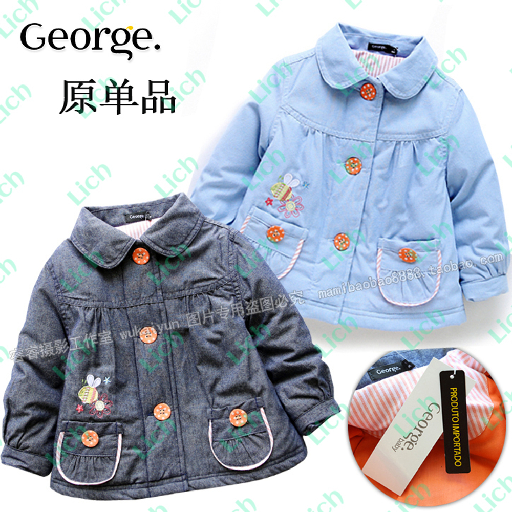 Пальто из денима с вышивкой "пчелка"