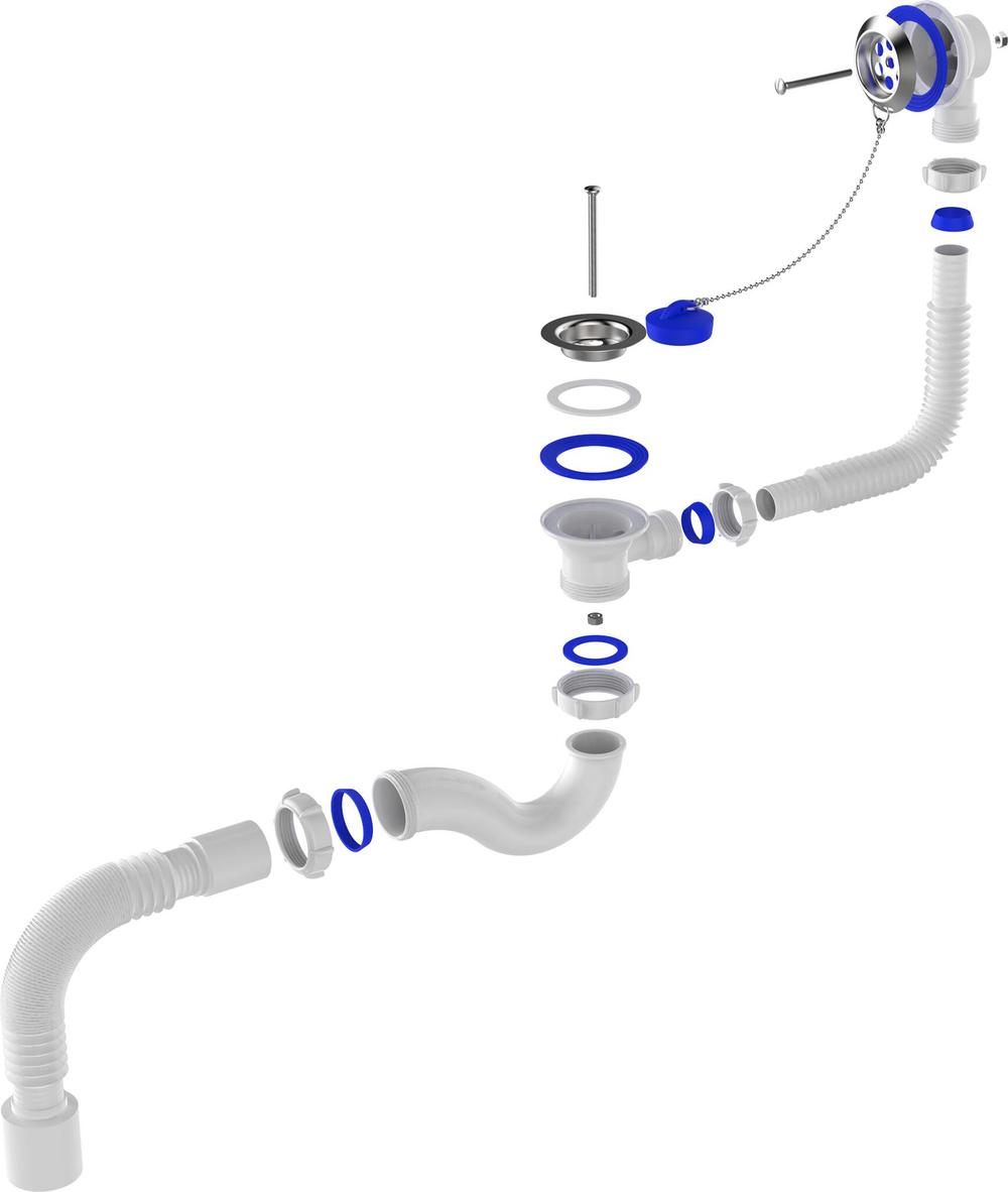 AQUANT СИФОН ДЛЯ ВАННЫ 1 1 2Х40 С ВЫПУ ПЕРЕЛ С МЕТ.РЕШ 40Х50 (V150-30-MR)