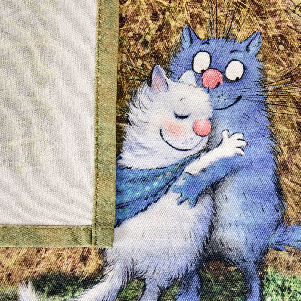 НАБОР САЛФЕТОК ИЗ 2-Х ШТ "СИНИЕ КОТЫ. ПРО ЛЮБОВЬ",40Х40СМ, 100% ХЛОПОК,ТВИЛ, БЕЖ