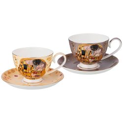 ЧАЙНЫЙ НАБОР LEFARD "ПОЦЕЛУЙ" (Г. КЛИМТ) НА 2ПЕР.4ПР.250 МЛ, КРЕМОВЫЙ, СЕРЫЙ (КОР=12НАБ.)